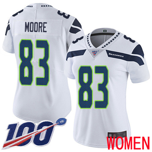 Seattle Seahawks Limited White Women David Moore Road Jersey NFL Football 83 100th Season Vapor Untouchable